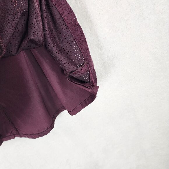 Express A-line Mini Skirt Size 8 Burgundy Faux Suede Perforated Lined EUC - Picture 5 of 7